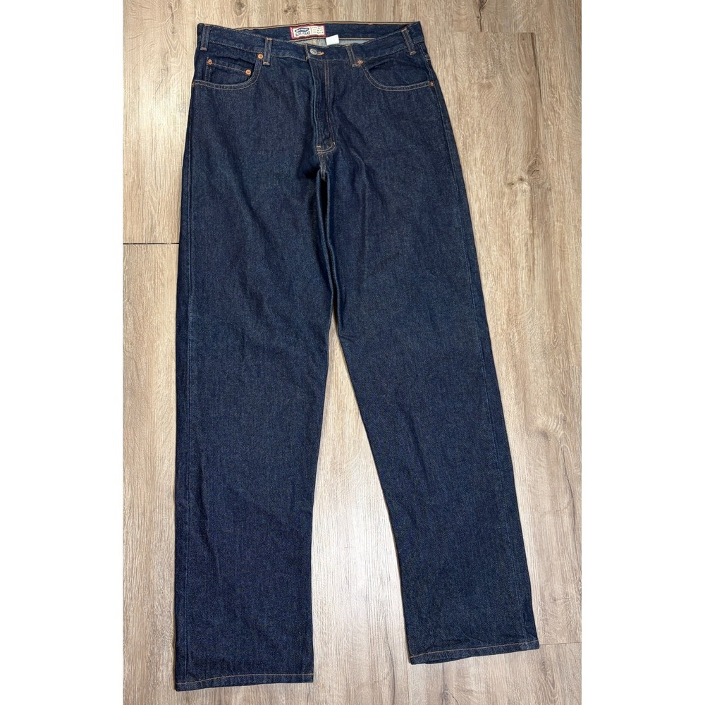 VTG Old Navy Selvedge Jeans 36x37 Dark Blue Loose Fit 100% Cotton Relaxed